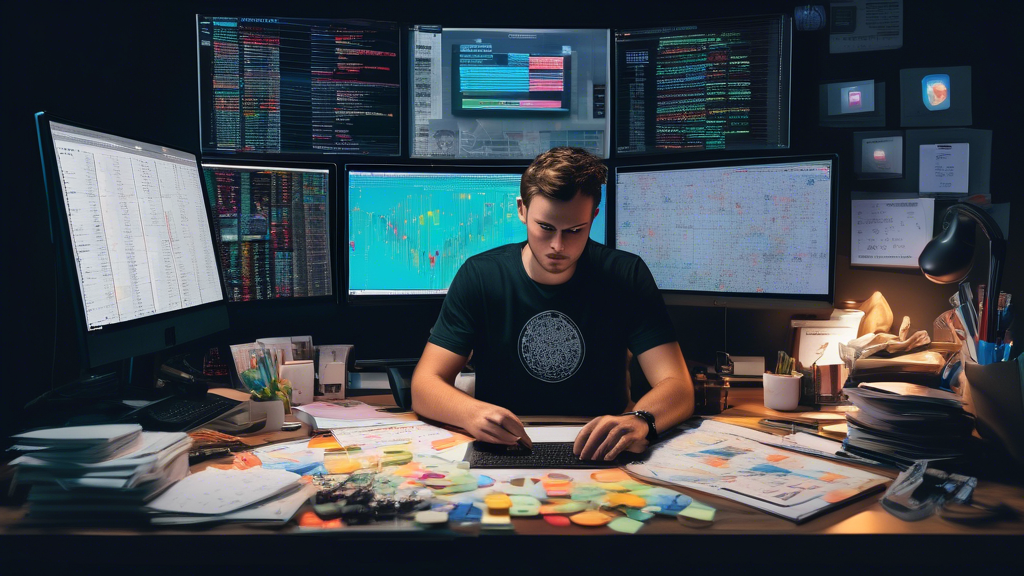 DALL-E Prompt: A close-up image of a person sitting at a desk, surrounded by various visual stimuli and decision-making tools. The desk is cluttered with papers, charts, and sticky notes. On a computer screen, different cryptocurrency platform logos like Coinbase, Binance, and Kraken are displayed, each with distinct features highlighted. The person appears focused and contemplative, considering their investment goals. The background includes motivational posters and investment books to emphasize long-term success and security in crypto investments.