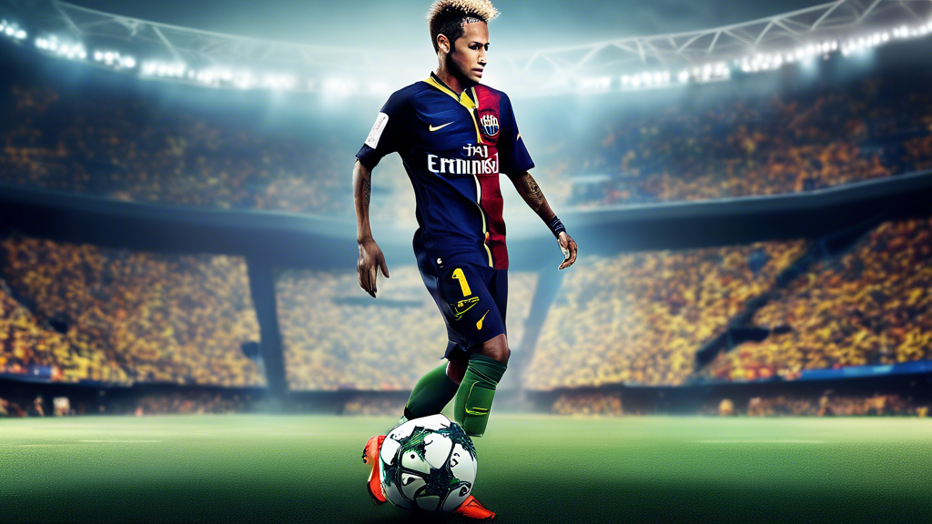 Create a DALL-E prompt for an image:

Create an image showcasing the global impact and enduring legacy of the collaboration between Nike and Neymar in the world of football. The scene should include a dynamic football stadium filled with fans wearing Nike apparel, highlighting Neymar