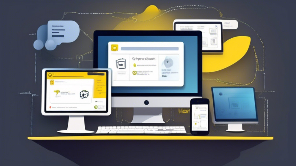 Create an image that illustrates a step-by-step guide to configuring CyberGhost Smart DNS on various devices. The scene should include a series of simplified, user-friendly screens showing the setup process on a PC, a smartphone, and a tablet. Add visual elements like a checklist, numerical steps, and pop-up tips to help users troubleshoot common issues. Ensure the image conveys a sense of security and ease, using icons like locks and shields to represent security measures during the configuration.