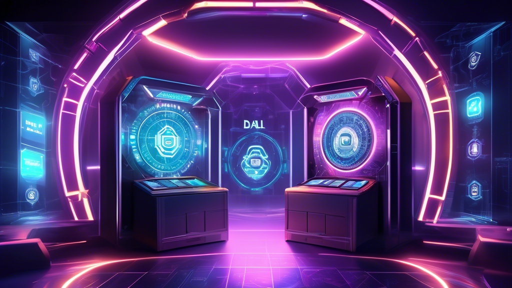 Create a DALL-E image depicting the following scenario:

A futuristic digital vault protected by advanced security measures, including SSL encryption symbols, two-factor authentication icons, and a transparent fair gaming algorithm displayed in holographic form. Surrounding the vault are digital representations of cryptocurrencies, showcasing a high-tech secure environment ensuring user safety in a legit crypto casino.

Make the visual theme primarily tech-oriented, combining elements of cybersecurity and blockchain technology.