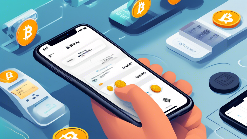 **DALL-E Prompt:** An illustration showing a step-by-step guide to buying cryptocurrency with Apple Pay. The visual includes three main sections: Setting Up Your Apple Pay Account, Selecting a Crypto Exchange, and Making Your First Crypto Purchase. Each section is depicted with detailed, user-friendly icons and text. For the first section, show a smartphone screen with Apple Pay being set up and a bank card being linked. For the second section, display a comparison of crypto exchanges with Apple Pay logos. For the final section, illustrate the process of purchasing cryptocurrency on a smartphone, complete with a security check and a confirmation message. The overall style should be clean, modern, and easy to understand.

Keywords: buy crypto with Apple Pay, set up Apple Pay, link bank account, crypto exchange, Apple Pay compatible exchanges, purchase cryptocurrency, secure transaction.