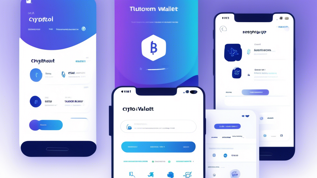 Create an image of a user-friendly tutorial screen that guides someone through setting up their Crypto.com Wallet. The screen should have a clear step-by-step visual process which includes downloading the app, creating an account, and securing it with two-factor authentication. Incorporate illustrations of a smartphone showing various stages of the setup process, accompanied by icons representing security tips and troubleshooting assistance, all set against a modern, tech-savvy background. Emphasize ease of use and security.