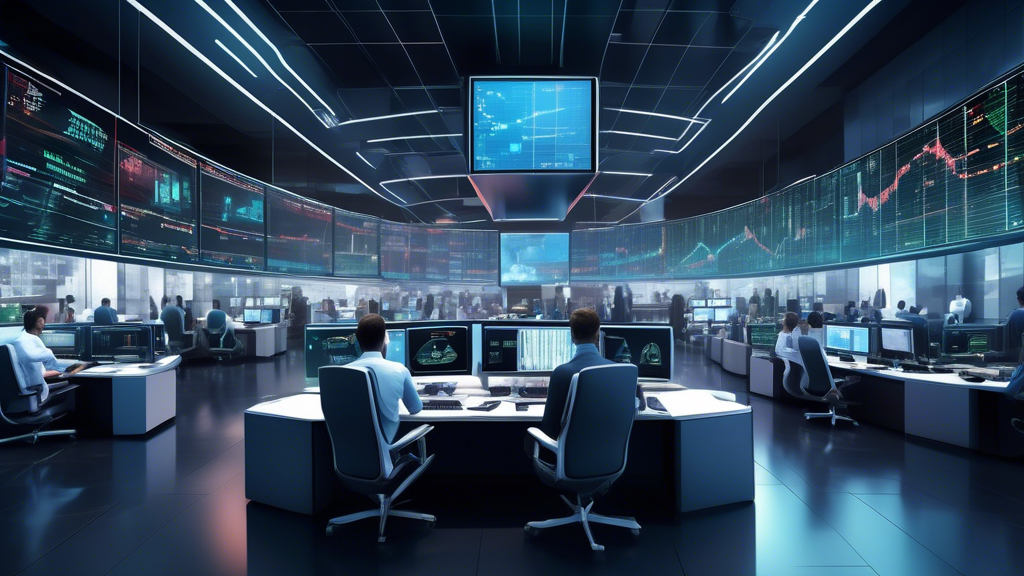 Create an image that depicts a futuristic trading floor, where traders at their desks are surrounded by advanced digital screens displaying data from FTX and Google Finance. Highlight key features such as real-time market analytics, performance metrics, and financial news headlines. Include a few traders interacting with these tools, confidently making trades, and showcase diverse graphs and charts that demonstrate the improved trading accuracy. Add a subtle overlay showing user testimonials and some hints about future upgrades to symbolize the evolving synergy between FTX and Google Finance.