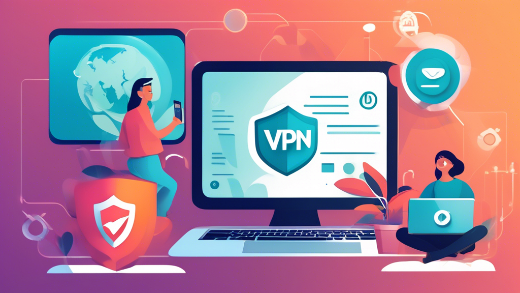 Create a detailed digital illustration that portrays the optimization and user-friendliness of a VPN browser. The image should show a user easily installing and setting up the VPN browser on multiple devices like a laptop, tablet, and smartphone. Highlight icons or symbols representing easy installation, compatibility with various platforms (Windows, macOS, Android, iOS), and a speedy, secure connection. The background can include elements that suggest high-speed internet connectivity and enhanced performance, such as Wi-Fi signals and a smooth data flow.
