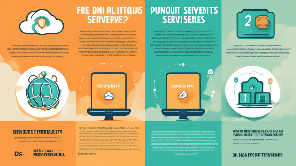 A DALL-E prompt for an image related to the second point of the outline (Pourquoi Opter pour des Serveurs DNS Intelligents Gratuits ?) could be:

An infographic-style image comparing free and paid smart DNS servers. The image should highlight the advantages of free smart DNS servers, show icons representing enhanced security and privacy, and include visual elements such as shields, locks, and checkmarks. The background should be a mix of digital connectivity symbols like networks and nodes, emphasizing the concept of internet optimization.