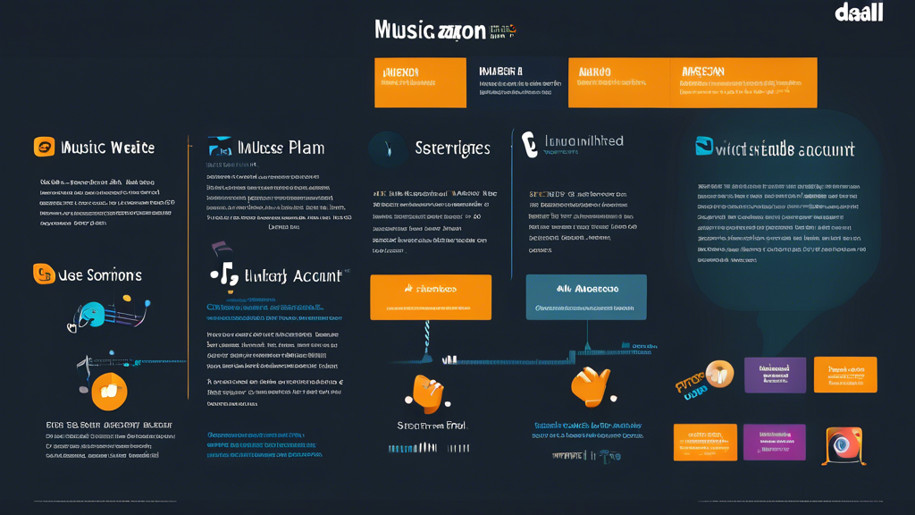 **DALL-E Prompt:**

Create an informative and visually appealing infographic that illustrates the benefits of utilizing the Amazon Music Unlimited individual plan. Include elements like a user-friendly interface for setting up an account, creative playlist suggestions with vibrant music notes, and common usage mistakes depicted with friendly warning symbols. Use bright colors and engaging icons to highlight tips for music discovery and account management, ensuring the overall design conveys an inviting and accessible mood for music lovers. Include the phrase 