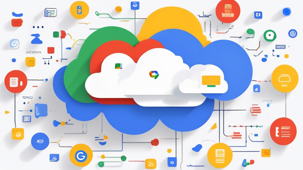 Create an informative and visually appealing image showcasing the functions and applications of Google Cloud Text to Speech. Include elements representing voice customization features like pitch and speed adjustment, along with icons or symbols related to various industries such as education, entertainment, and accessibility. The background should subtly feature elements of technology and cloud computing, illustrating the integration of this innovative tool in everyday life. Use a color palette that reflects the Google brand, with blues, reds, yellows, and greens. Include text labels for clarity, mentioning 