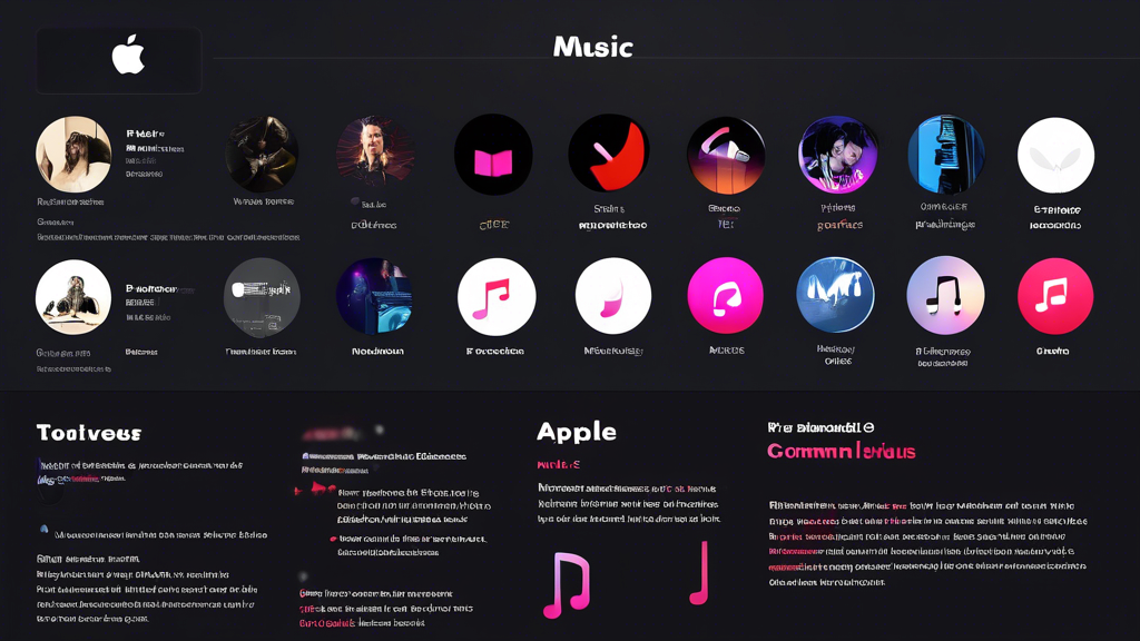 **DALL-E Prompt:** An informative and visually appealing infographic illustrating tips for using Apple Music Online. Include elements like creating playlists, personalized recommendations, offline mode, and data management. Feature icons for troubleshooting common issues, along with vibrant music-related graphics to emphasize the digital music experience. The background should have a sleek, modern design that reflects the Apple aesthetic, with the Apple Music logo prominently displayed.
