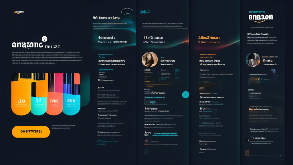 Create an informative and visually engaging infographic showcasing the current subscription plans and pricing options for Amazon Music Unlimited. Include sections for individual plans, family plans, and student plans, highlighting their respective prices and key benefits. Use a modern design with vibrant colors, incorporate icons for music streaming, and use clear labels to illustrate the comparisons effectively.