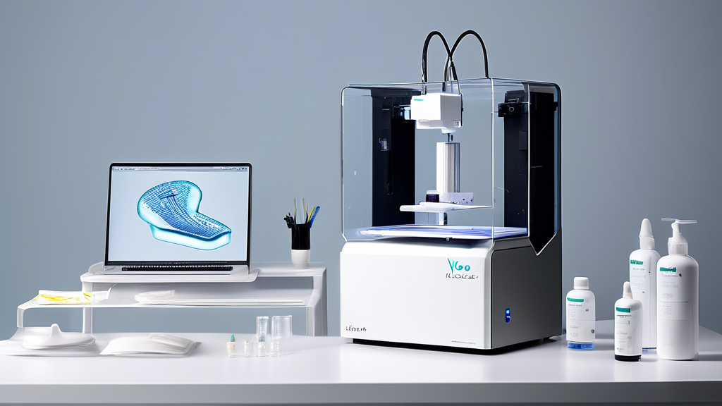 Create an image showcasing the Ivoclar 3D printer set against a sleek, modern dental lab environment. Highlight its advanced technical specifications, such as a close-up of its precision components, intuitive control panel, and high-quality output materials. Include a side-by-side comparison with other 3D printers featuring labeled elements to emphasize Ivoclar