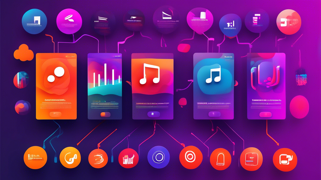 Create an infographic-style image comparing the top providers of free music streaming services, including logos and key features of platforms like Spotify, YouTube Music, and SoundCloud. Highlight the advantages and disadvantages of each service with visually appealing icons and charts to clearly showcase their unique offerings. Use a vibrant color scheme that conveys energy and excitement, reminiscent of music and creativity.
