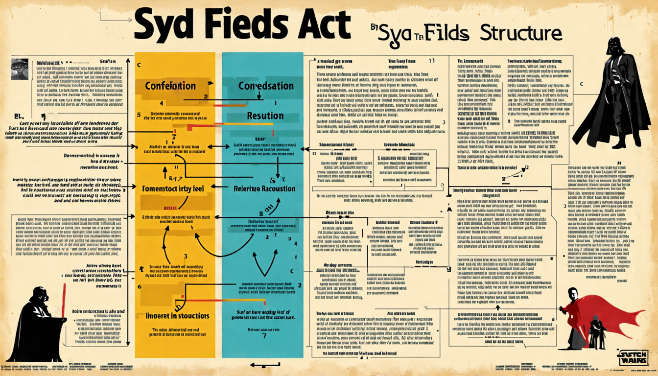 Create a DALL-E prompt: Illustrate a visually engaging diagram depicting Syd Field