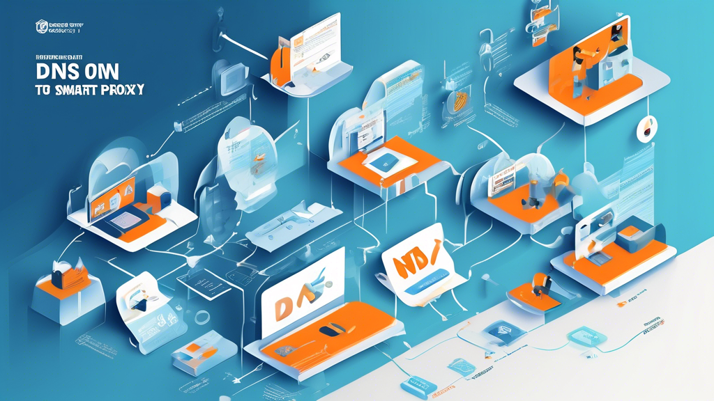 An informative and visually appealing infographic illustrating the steps to build your own smart DNS proxy. The image should include icons and graphics representing the necessary tools and prerequisites, a step-by-step guide format with visual markers for each stage of configuration, and tips for optimizing performance and security. The design should have a tech-inspired aesthetic, with a clean layout and a modern color palette, making it easy to understand visually for both beginners and experienced users.
