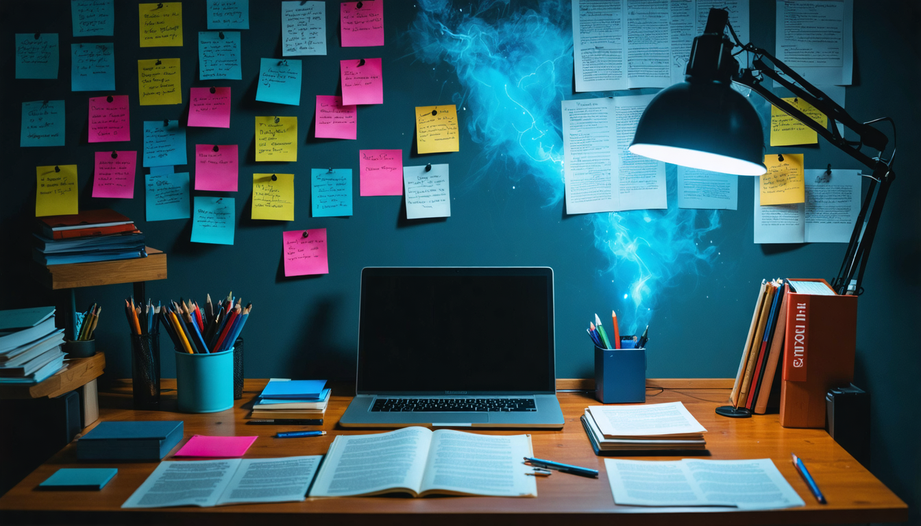 Create an image that visually represents Enhancing Your Creative Process: Advanced Screenwritingu Techniques. The scene depicts a writer