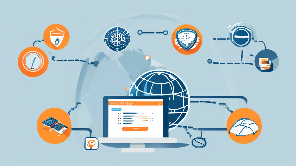 Prompt for DALL-E: Create an image that visually represents the criteria for evaluating the best Smart DNS providers. Illustrate key factors like speed, reliability, and global server coverage using symbolic icons such as a racing stopwatch for speed, a sturdy shield for reliability, and a globe with server nodes for global reach. Include elements that symbolize privacy policies and security, like a secure lock icon, and depict comparison aspects with balance scales symbolizing pricing models and customer support. The overall aesthetic should be modern and insightful, with a color palette conveying trust and innovation.