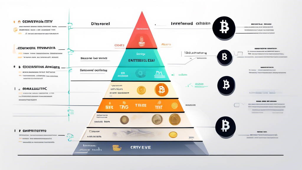 Create an image that illustrates the concept of different tiers of finance in crypto trading. The image should show a layered pyramid divided into three distinct sections labeled as Entry-Level, Intermediate, and Advanced. Each level is visually represented with relevant symbols: the entry level features basic chart lines and coins, the intermediate level includes computers and algorithmic graphs, and the advanced level showcases abstract digital networks and diverse financial tools. The background should incorporate futuristic elements symbolizing cryptocurrency, with holographic effects and blockchain motifs. Include a subtle color gradient transition from light to dark, emphasizing the progression from entry-level to advanced finance.