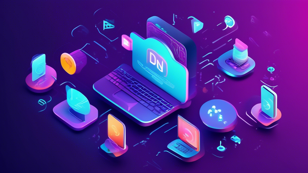 Create an image illustrating the benefits of using a Smart DNS for your internet connection. The scene should be a digital concept environment that merges visual elements of improved streaming access, faster connection speeds, and enhanced online privacy. Include stylized icons and symbols representing popular streaming services like Netflix and Hulu, alongside abstract designs of high-speed data flow and protective shields symbolizing privacy. The background should convey a sense of seamless global connectivity, with subtle global maps or network nodes. The image should be vibrant and futuristic, capturing the essence of an optimized internet experience through a Smart DNS subscription.