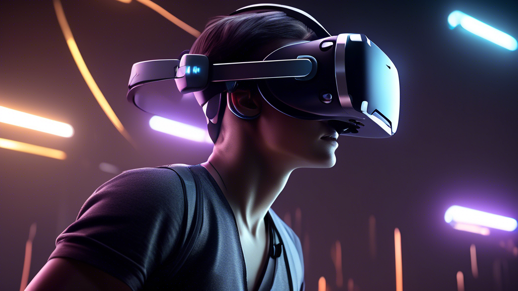 Create an image showcasing the Meta Quest VR-Headset as a symbol of technological innovation in gaming. Focus on the revolutionary features and technical specifications that set it apart, such as advanced graphics rendering, immersive sound, and interactive capabilities. Illustrate a comparison scene with earlier VR headsets and other contemporary models, highlighting the Meta Quest