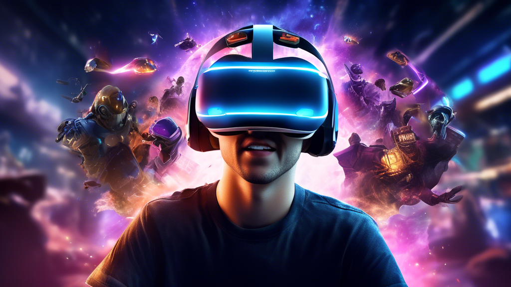 Create an image that captures the dynamic impact of the Meta Quest VR Headset on the gaming community and industry. The scene should depict a futuristic gaming event where excited gamers are immersed in diverse virtual reality experiences. Showcase developers presenting new VR game titles and applications, highlighting the evolving landscape fostered by this advanced headset. Include visual elements that illustrate community reactions, such as social media dashboards featuring enthusiastic posts and discussions. Emphasize the Meta Quest VR Headset as a central figure in shaping the future of gaming technology.