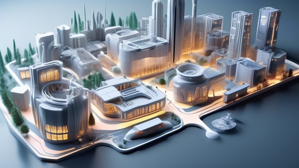 Create an image depicting a futuristic urban landscape in Switzerland where various industries prominently utilize 3D printing technology. Show the bustling environment with a mix of medical facilities, engineering workshops, and architectural firms, all seamlessly integrating advanced 3D printers in their operations. Include detailed scenes like doctors using 3D-printed implants, engineers crafting machine parts, and architects designing intricate structures, each utilizing the flexible and adaptive nature of the technology. Highlight innovation and efficiency, with a modern Swiss cityscape as a backdrop, symbolizing the country