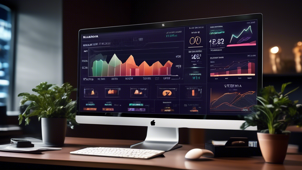 Create an image of a sleek, modern financial dashboard on a computer screen prominently displaying Luna Terra data, set in a futuristic tech-centric office environment. The dashboard should showcase various charts, graphs, and analytical tools from Yahoo Finance, illustrating the potential market trends and forecasts for Luna Terra. Include visual elements like stock tickers, pie charts, and real-time data feeds. The ambiance should convey a sense of innovation and strategic investment, with subtle hints of success, such as small trophies or certificates in the background, symbolizing case studies of successful investments driven by insights from Luna Terra data.