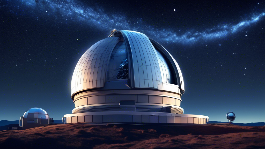 Create an image depicting a futuristic observatory featuring advanced 3D-Bresser telescopes set against a starry night sky. The observatory is buzzing with activity, showcasing a diverse group of professional and amateur astronomers engaging with the cutting-edge telescopes. These telescopes have sleek, innovative designs with digital interfaces and holographic displays projecting detailed celestial maps. The setting should convey a sense of awe and inspiration, highlighting how these telescopes are poised to revolutionize both professional and amateur astronomy in the future.