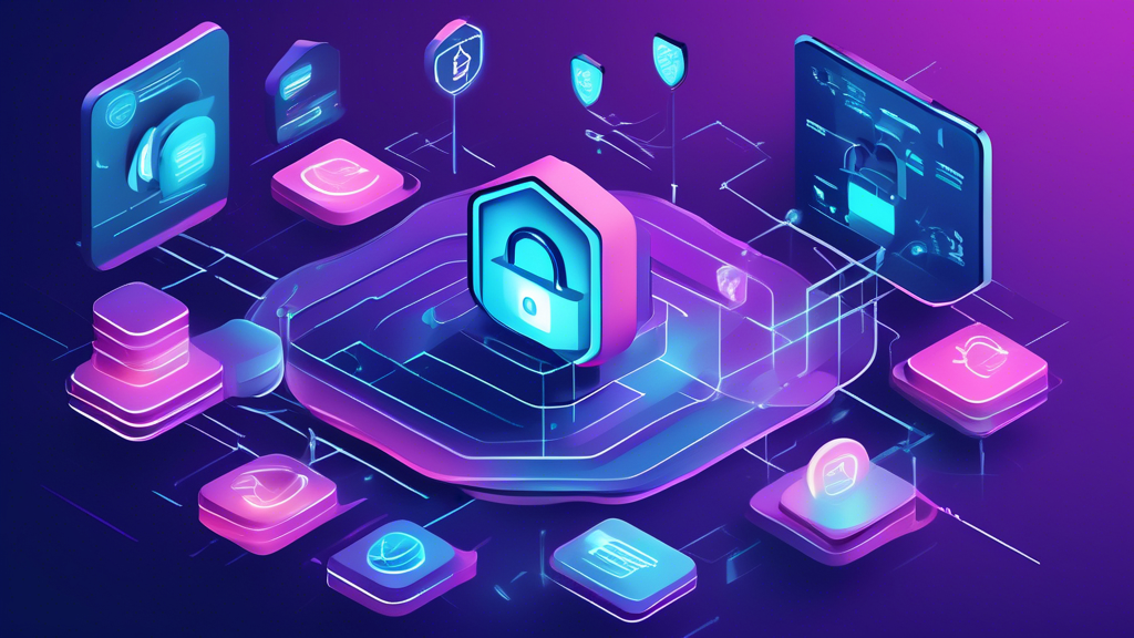 Create an image depicting a digital landscape illustrating the concept of bypassing SmartDNS with best practices and associated risks. The scene includes symbolic representations of security and privacy, such as digital locks and shield icons, intertwined with abstract elements like pathways leading around a large DNS server icon. The image should also feature faint, ghostly representations of legal documents and regulatory symbols hovering in the background, subtly hinting at the legal implications. The overall mood should convey a sense of navigating a complex digital network while maintaining caution and awareness.