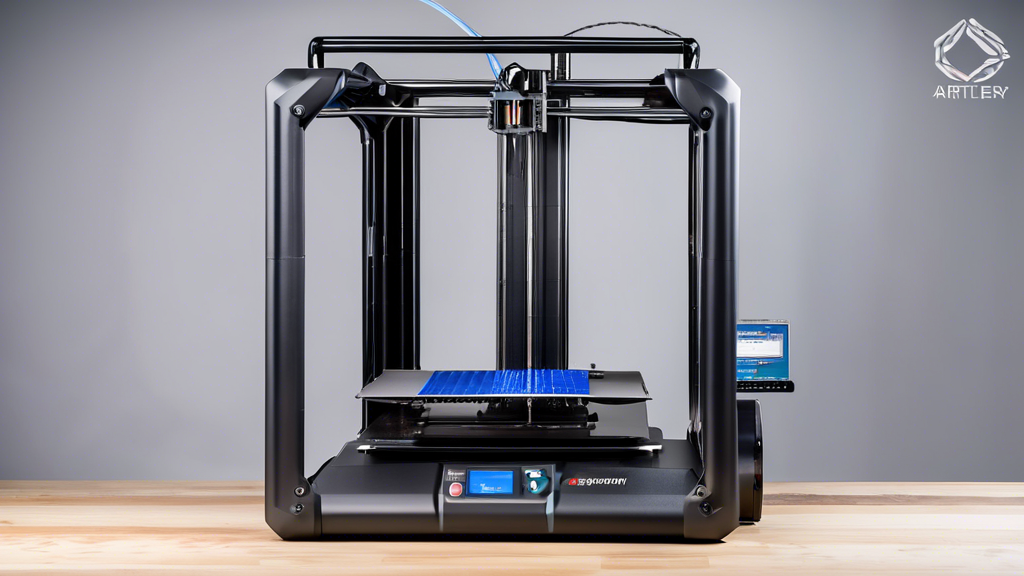 Create an image showcasing the powerful features of the Artillery Sidewinder X2 SW X2 3D printer. Focus on a close-up view of the printer