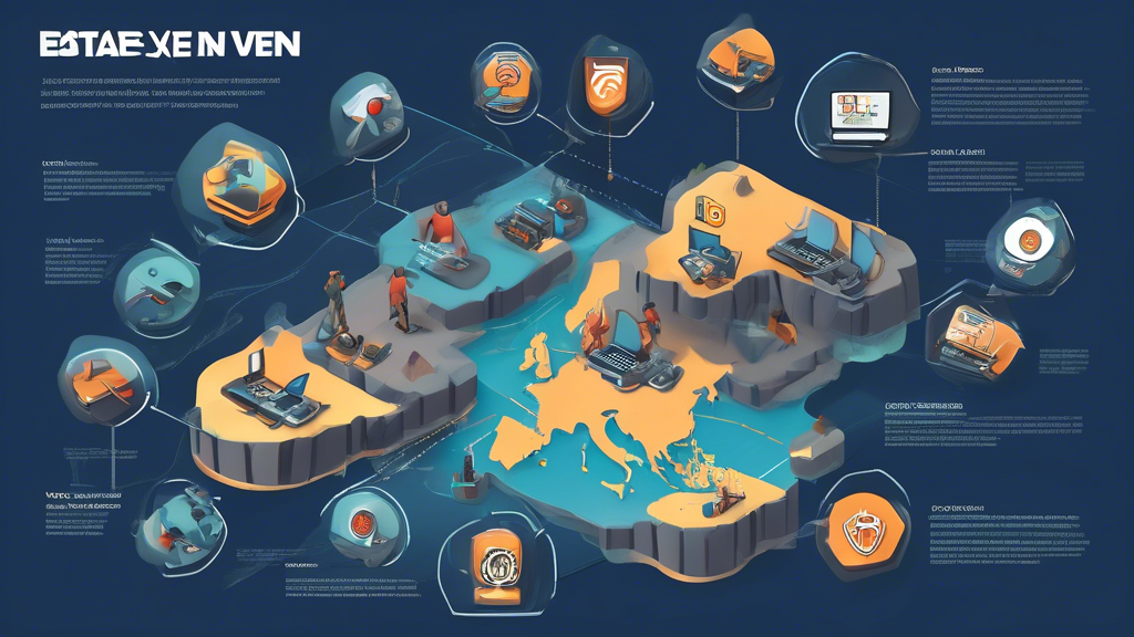 Create an infographic-style image titled Guide Étape par Étape : Configurer Votre VPN pour Warzone. The design should include visually distinct sections for each step of setting up a VPN for gaming. Use icons and illustrations to depict the installation process, configuration settings, and troubleshooting tips. Include gaming-themed elements like a controller or headset, and highlight keywords such as VPN, Warzone, and Optimisation. Use a color scheme that evokes the energy of online gaming, such as dark shades complemented by neon accents.