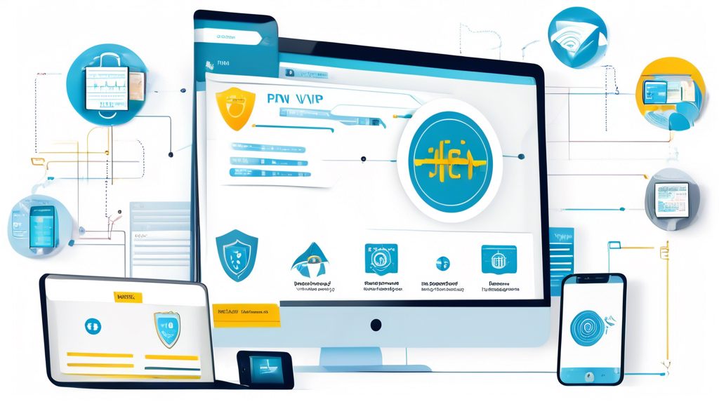 **DALL-E Prompt:** Create an informative and visually appealing illustration showing the setup process for HMA VPN on various devices, including a laptop, tablet, and smartphone. Include a step-by-step infographic with icons representing installation, configuration, and optimization of security settings. Use a sleek and modern design style, with a color palette that reflects technology and security, such as blues and greens. The scene should convey the ease of use and effectiveness of HMA VPN, with a focus on ensuring a secure internet connection.