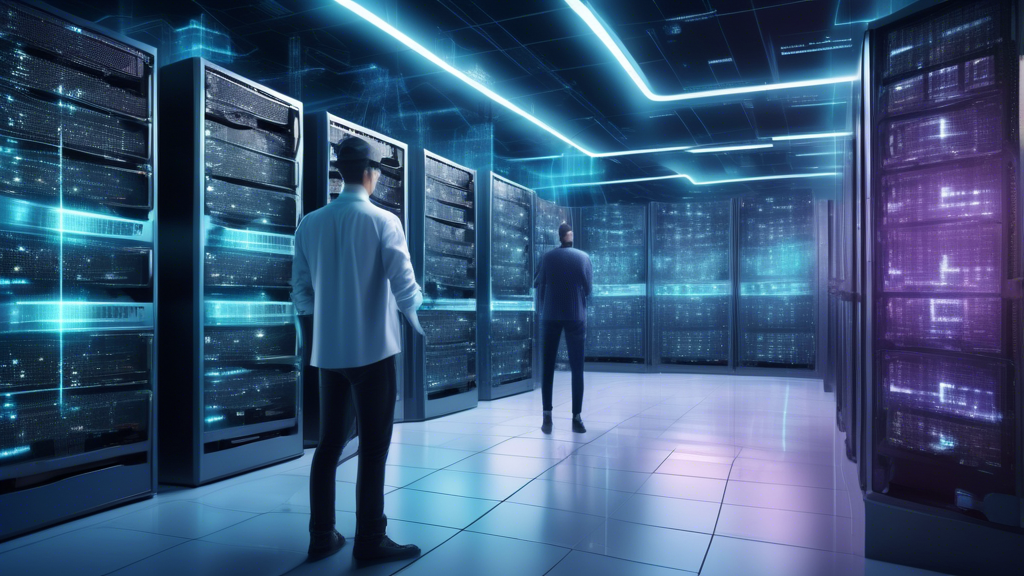 Create an image depicting a futuristic data center full of advanced servers and digital screens displaying real-time cryptocurrency data. The focus is on a diverse group of tech enthusiasts actively engaged in monitoring and adjusting their cloud mining operations. Include visual elements representing strategies and tools for optimizing performance and maximizing profits, such as graphs, charts, and digital interfaces. The setting should reflect an innovative blend of technology and teamwork, with a sense of dynamism and modernity. Add subtle hints of market fluctuations with digital codes and crypto symbols emerging subtly around the workspace.