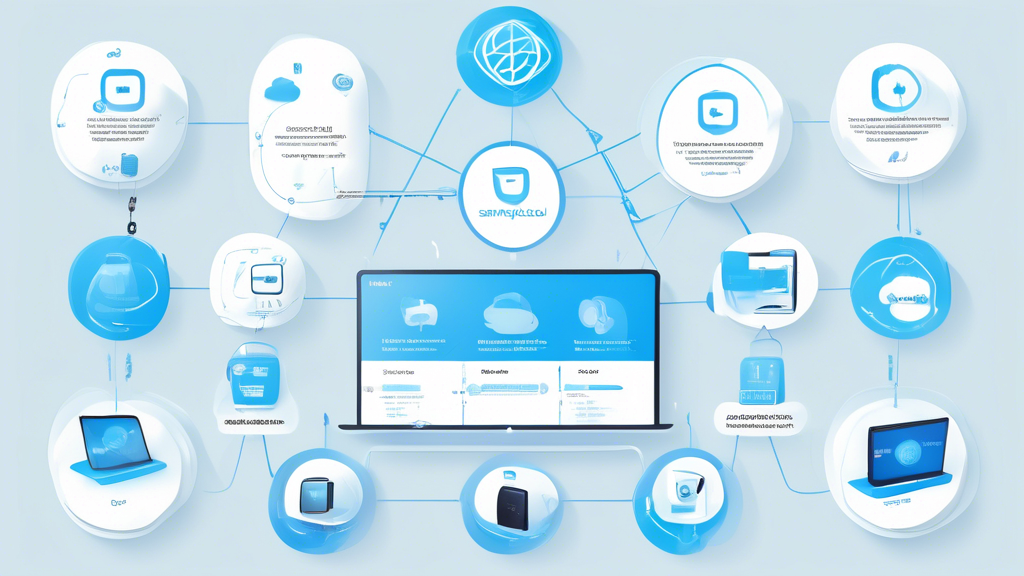Create an image depicting a step-by-step guide to setting up KeepSolid SmartDNS on multiple devices. Include visual elements like labeled diagrams of different devices (such as a smartphone, laptop, and smart TV) connected to a network, with arrows and icons showing the configuration process. Add text in the image for key instructions using a clear, modern font. Use a sleek, tech-savvy color scheme that includes blues and greens to convey a sense of innovation and reliability.