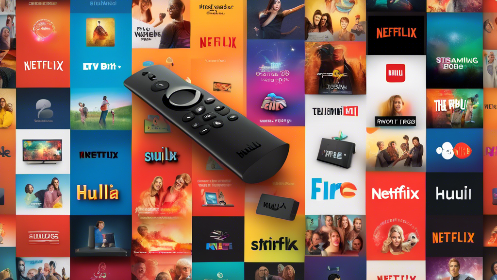 Create an image of a person using a Fire Stick remote to navigate through a variety of TV streaming options on their television screen, with colorful icons representing different streaming services like Netflix, Hulu, Prime Video, and Disney+. The person looks engaged and satisfied with the options available, portraying a sense of convenience and enjoyment in finding the best TV service for their Fire Stick device.