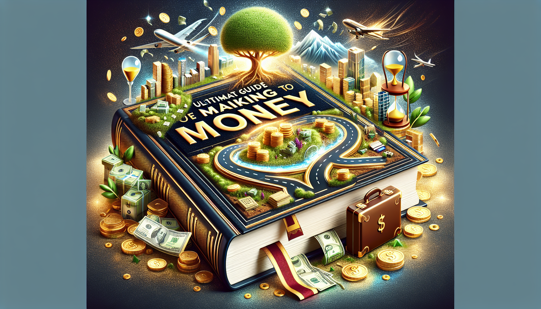 A detailed and dynamic visualization of a book cover titled 