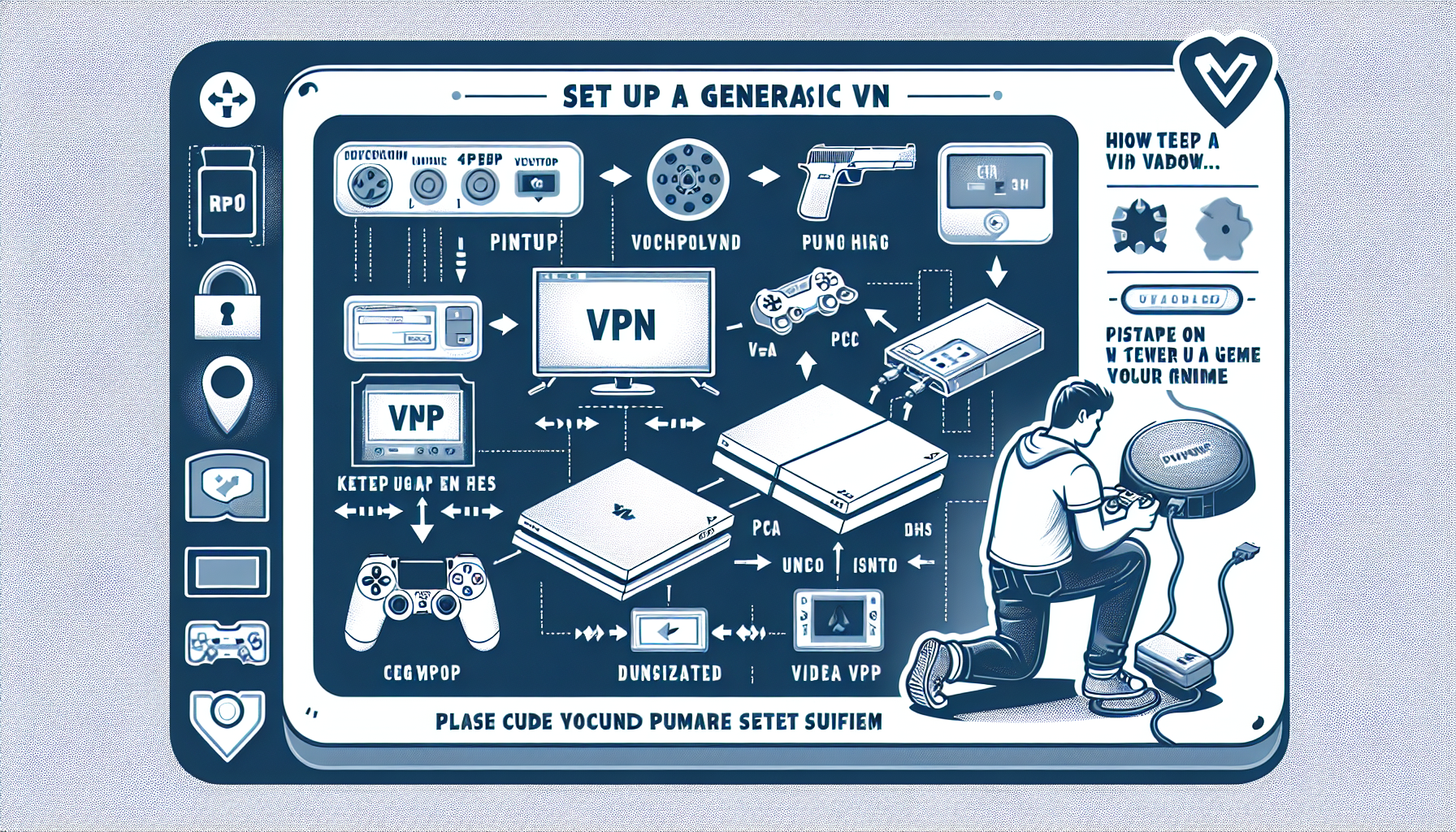 A detailed step-by-step guide on how to set up a generic VPN on a popular game console. This guide should include pictures of the game console