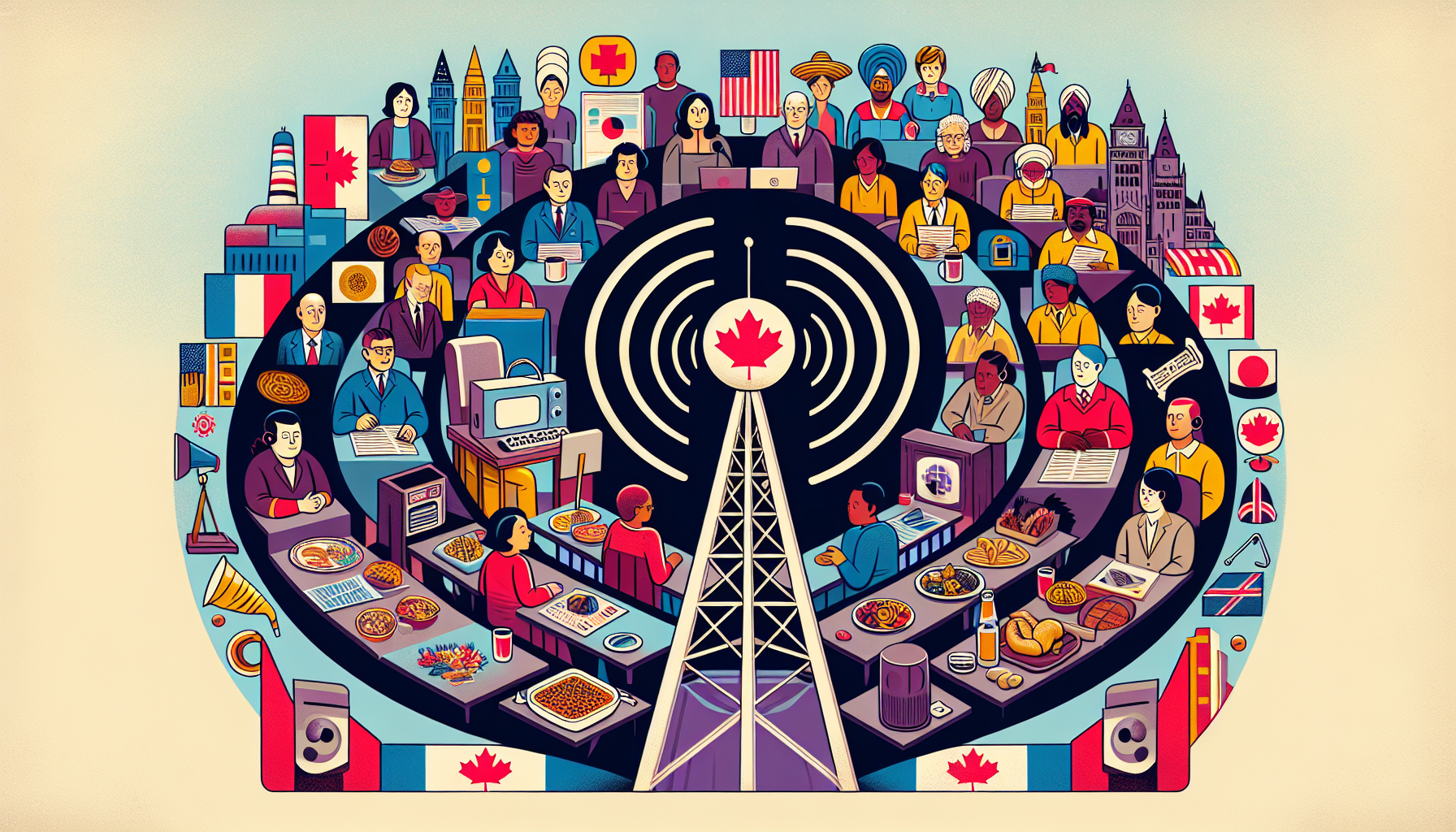Depict a symbolic representation of the Canadian Broadcasting Corporation