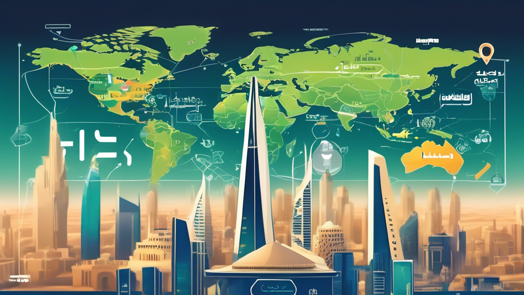 An illustrated guide showcasing the top VPNs connecting a PS4 console in Saudi Arabia, with landmarks like the Riyadh skyline and a digital world map in the background.