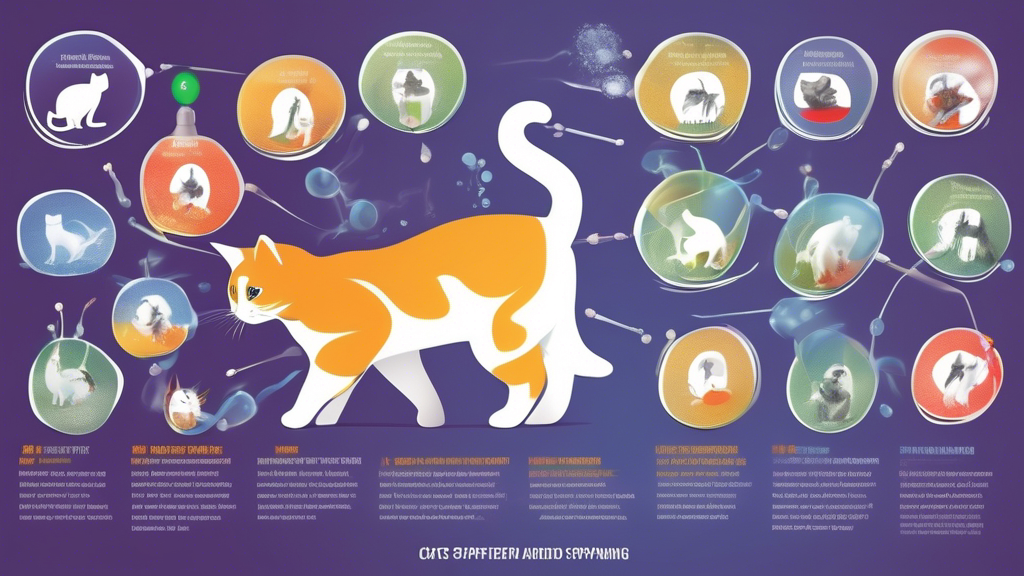 Create an image of a detailed infographic showcasing the different reasons why cats spray, the specific areas they target, and various strategies for preventing and managing cat spraying behavior.