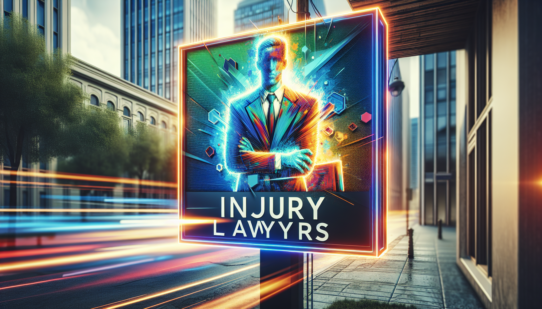 A dynamic, photorealistic image of a modern law office sign indicating 