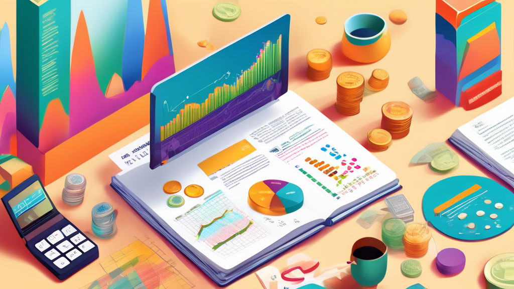 An illustrated guidebook open on a desktop with colorful, easy-to-follow diagrams explaining mutual funds, surrounded by coins, graphs, and smiling novice investors soaking up knowledge.