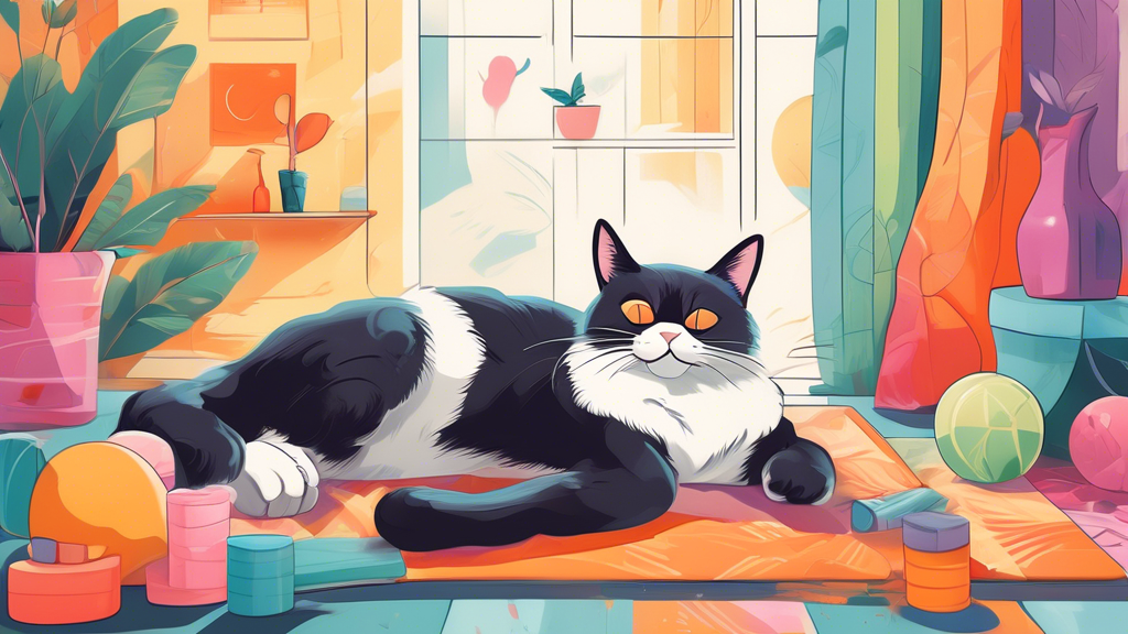 Create an image of a cat happily lounging in a serene home environment, with various scent markers and deterrents strategically placed around the house, such as scratching posts, diffusers, and toys. The cat should appear content and relaxed, showcasing a peaceful coexistence with their surroundings.