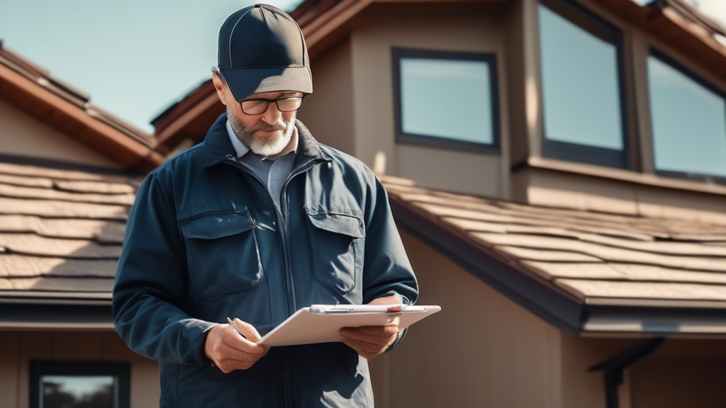 An experienced Spokane home inspector examining the roof of a residential house with a clipboard in hand, highlighting the need for qualifications and specialized expertise in home inspections.