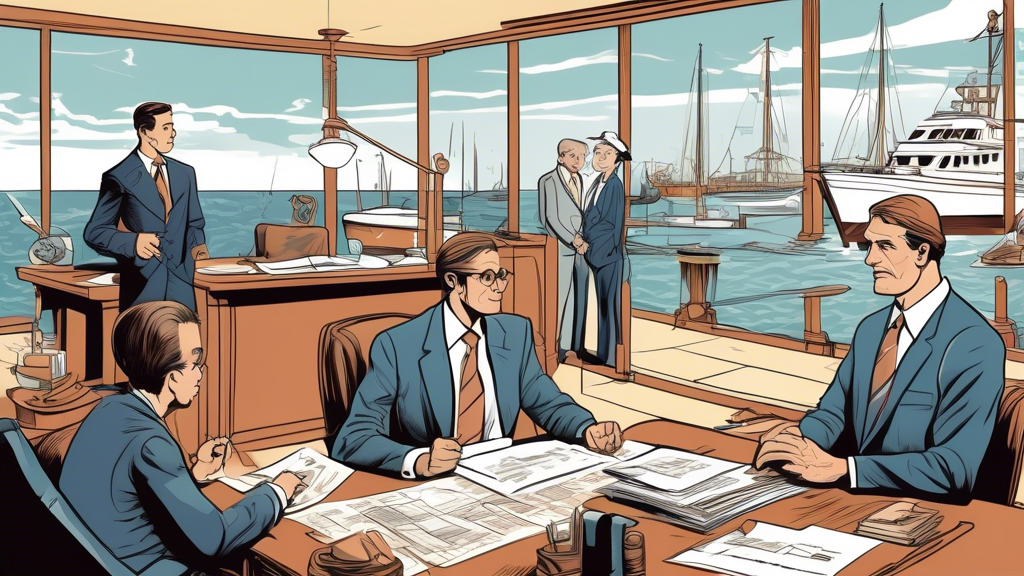 An illustration depicting a busy maritime lawyer