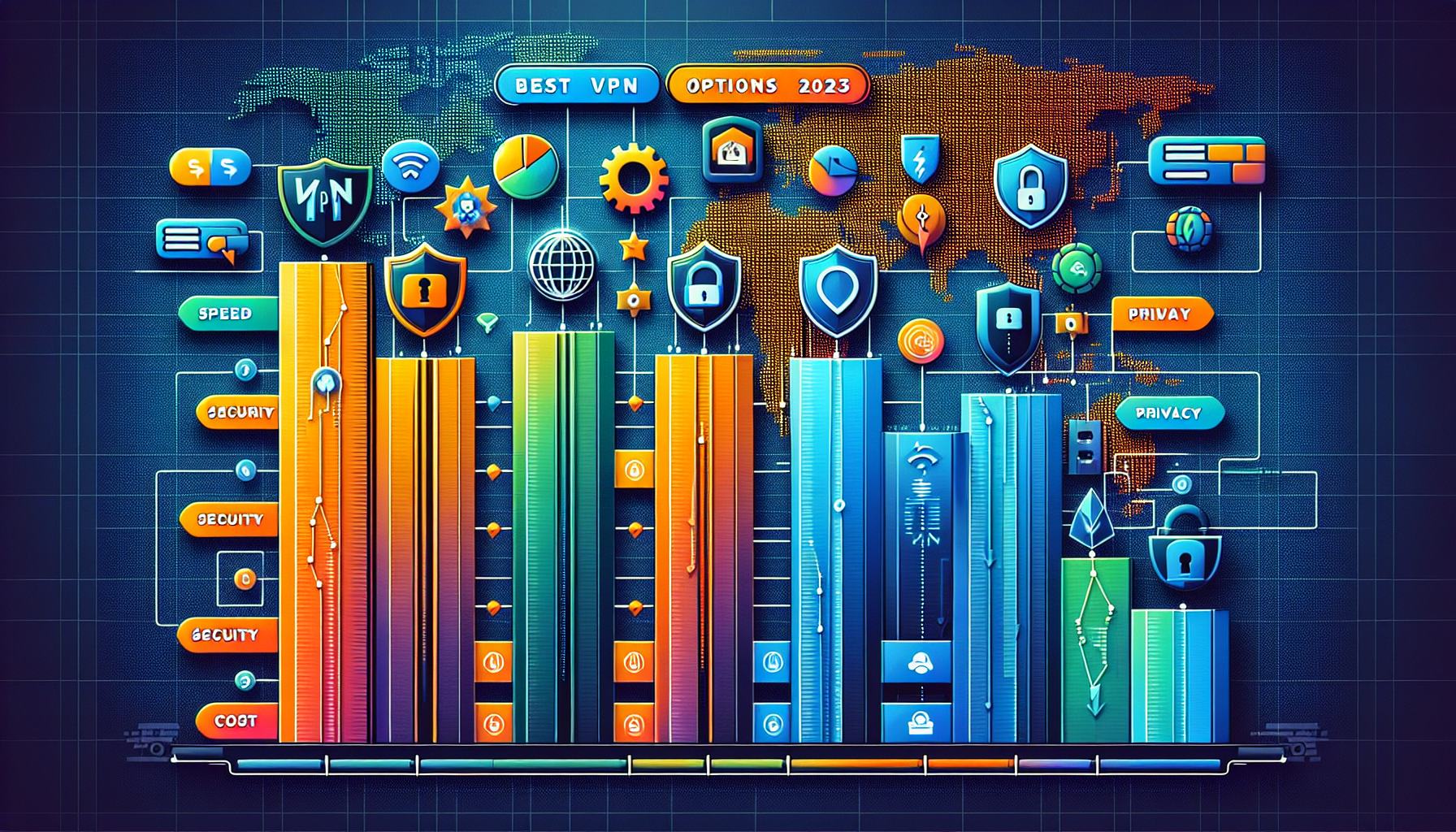 Create an image prompt for DALL-E:

A detailed digital illustration showing a comparison chart titled 