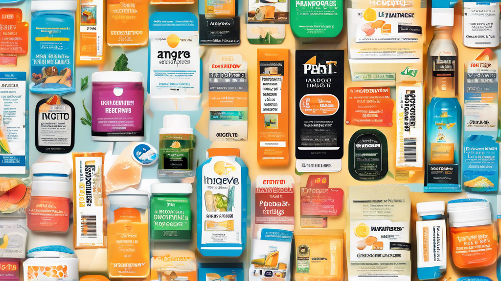 An illustrated collage showing a variety of highly rated hangover patches from Amazon, depicting the different packages, key active ingredients like vitamins and minerals, and snippets of positive customer reviews surrounding the products.