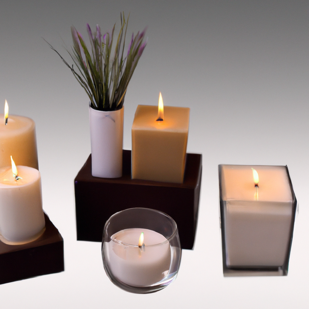 Create an image of a cozy living room setting in New Zealand with a focus on a variety of scented candles. The scene should include a selection of candles exhibiting different colors, shapes, and sizes, each lit and adding a warm glow to the atmosphere. Some candles should have eco-friendly packaging, while others should showcase labels indicating long-lasting and potent scents. Light rays should emphasize the texture and detail of the candles, with some green and safe choice tags subtly visible to highlight eco-friendliness. The background can include elements like soft furniture, plants, and New Zealand-themed decor to set a comfortable and inviting ambiance. Title the image: Choosing the Best Cheap Scented Candles – Cozy and Affordable in NZ.
