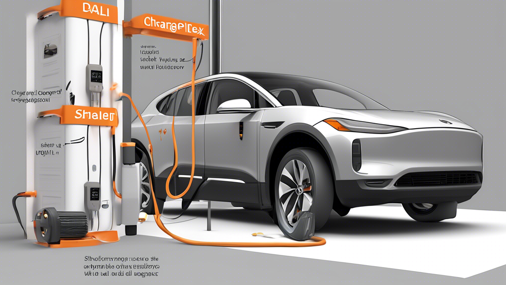 DALL-E prompt: Create an image that showcases the step-by-step installation process of the ChargePoint Home Flex electric vehicle charger. Include visual representations of the required tools and equipment, such as a drill, mounting brackets, and electrical wiring. Show both a DIY scenario with a homeowner installing the unit and a professional installation for comparison. The background should be a typical residential garage with an electric vehicle parked.