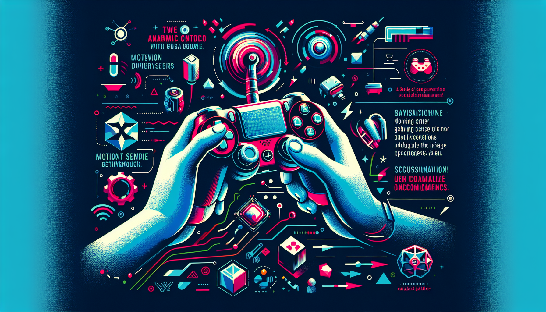 Create an image that showcases the innovative functionality and unique features of the DualShock 4 controller. The image should include visual representations of the motion sensors enhancing gameplay precision, the prominent Share button being used for social gaming, and various customization options and add-ons that personalize the controller. Stylishly depict a gamer in action, using the controller in a dynamic and engaging gaming environment. Keywords: DualShock 4, motion sensors, Share button, customization, add-ons, innovative functionality, social gaming.