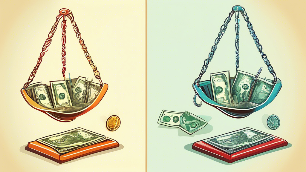 A scale balancing a Culiau engraving pen on one side and a generic engraving pen on the other, with money bags hanging below the Culiau pen, representing its value for the price.