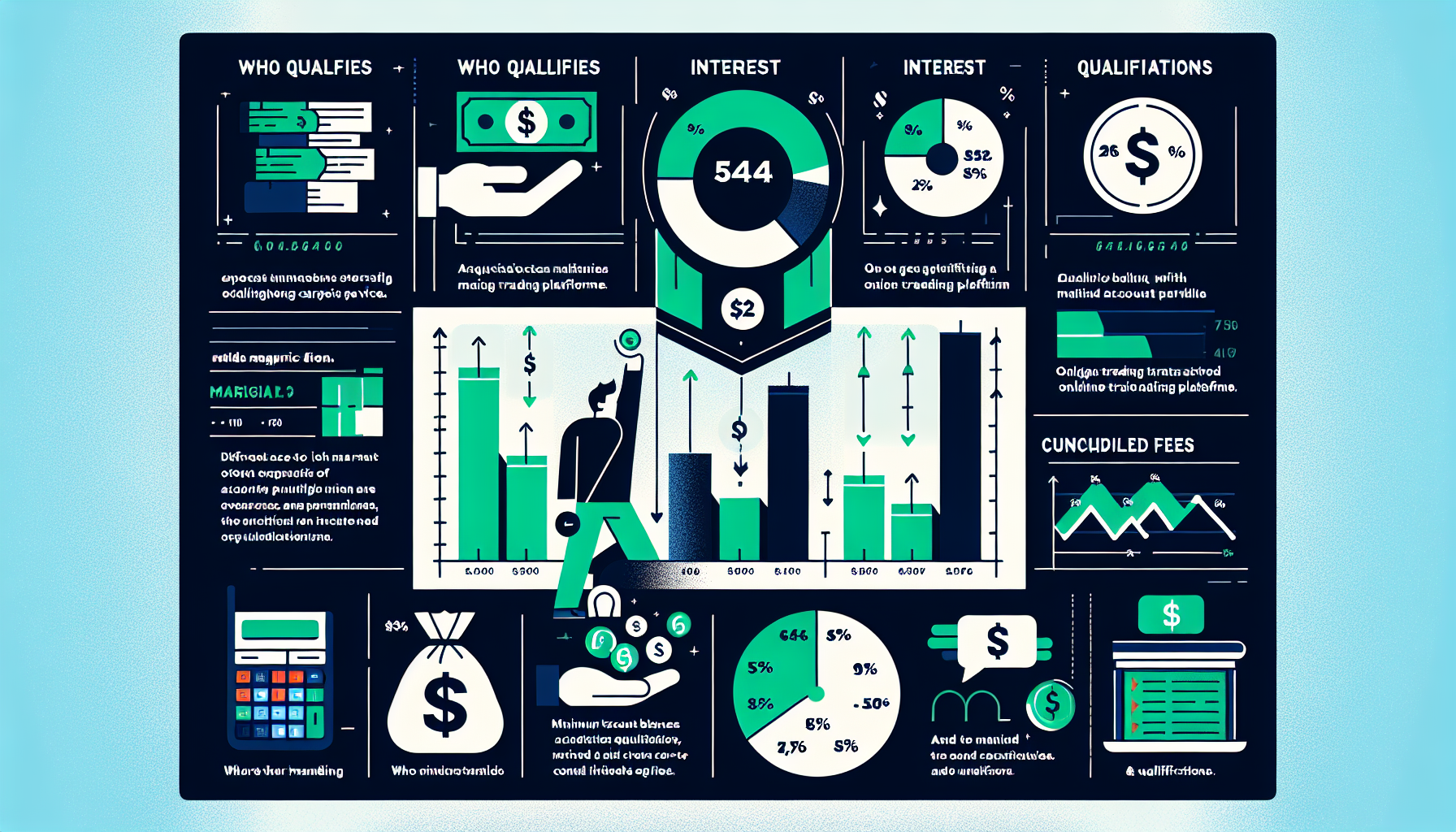**DALL-E Prompt:**

A detailed infographic depicting the financial commitments required for using Webull Margin, including eligibility criteria, account minimums, interest rates, and possible hidden charges. The infographic should have a clean, modern design with Webull